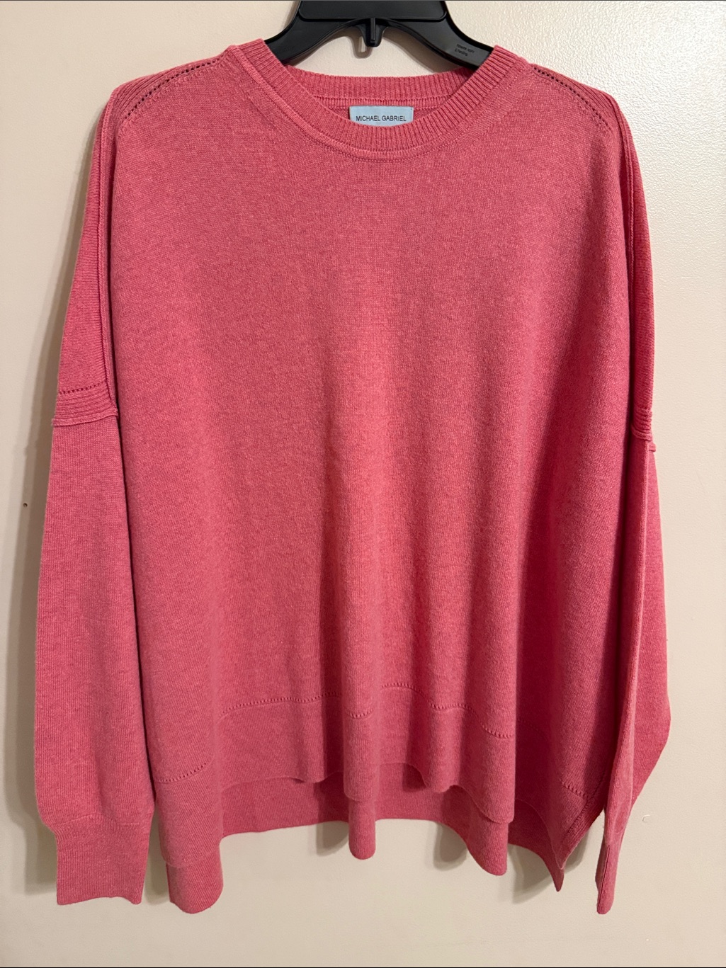 Michael Gabriel Sweater One Size 100% Cashmere Avatar Knit Pink Usa Quiet Luxury